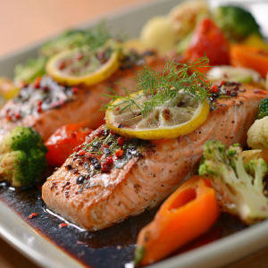 Salmon Steaks and Vegetables