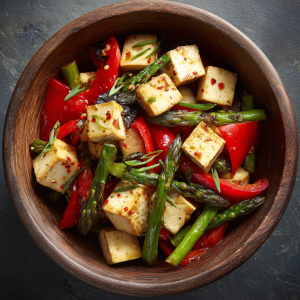 Tofu and Vegetables in a Bowl